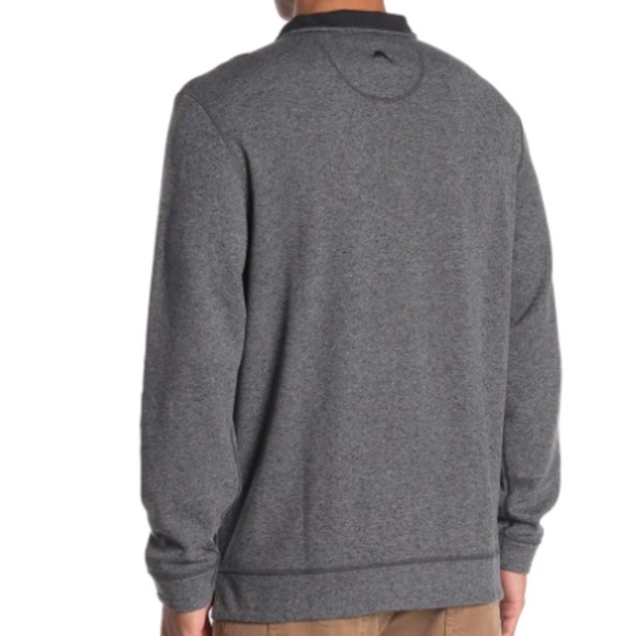 Tommy Bahama Half Zip Reversible Pullover Sweater in Coal Gray/Black - Picture 3 of 10